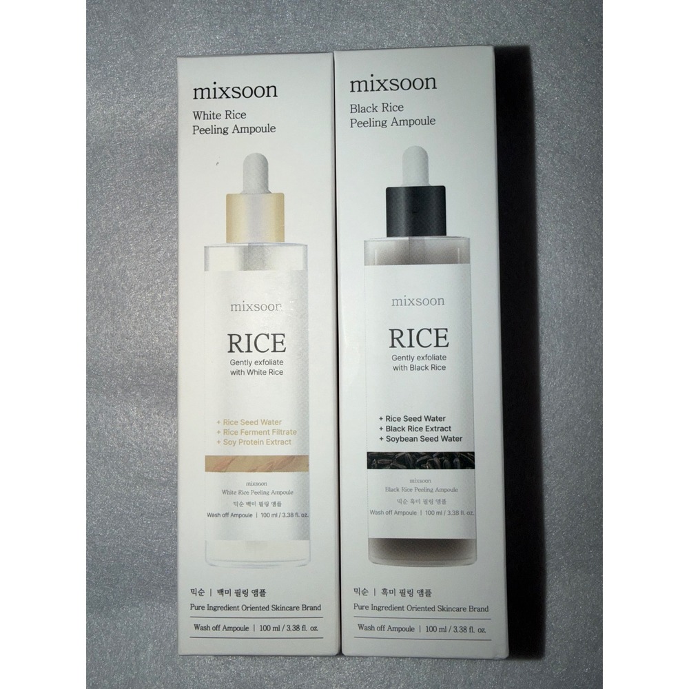 Mixsoon Rice Peeling Ampoule Set Women 100ml White/Black Rice Exfoliating Serum